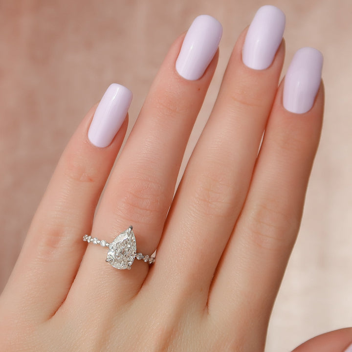 The Kimora Pear Lab Diamond Moissanite Engagement Ring *Shown with 2 ct #material_white