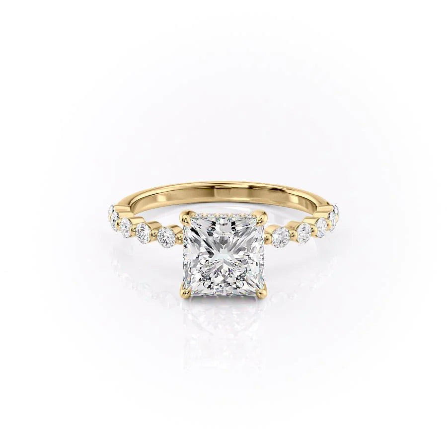 The Kimora Set With Princess Side Stone Lab Diamond 1 Carat 14K Gold#material_gold