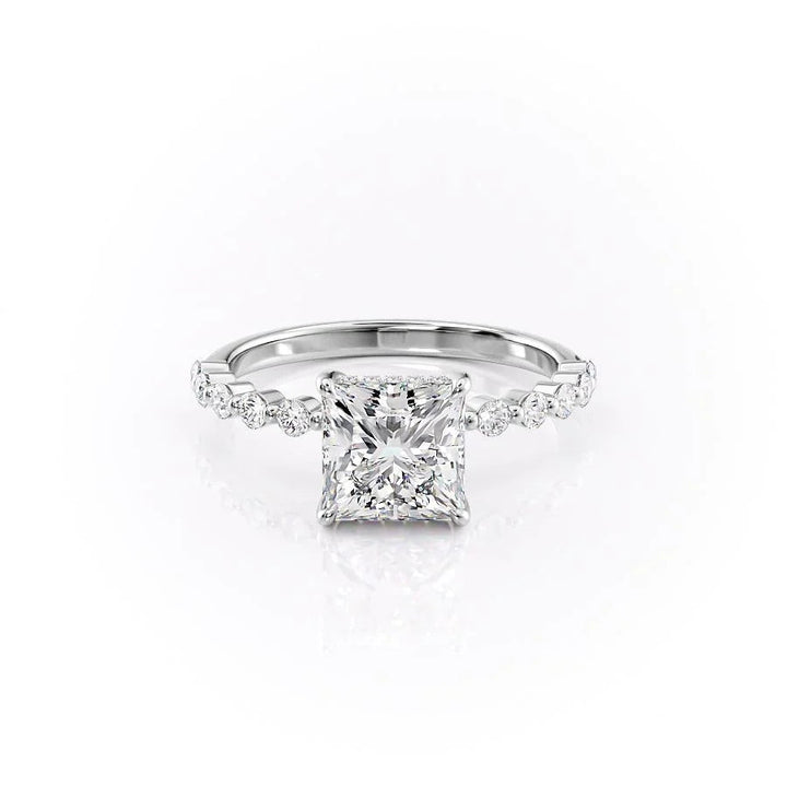 The Kimora Set With Princess Side Stone Lab Diamond 1 Carat 14K White#material_white