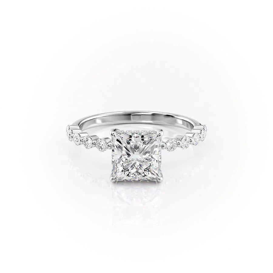 The Kimora Set With Princess Side Stone Lab Diamond 1 Carat 14K White#material_white