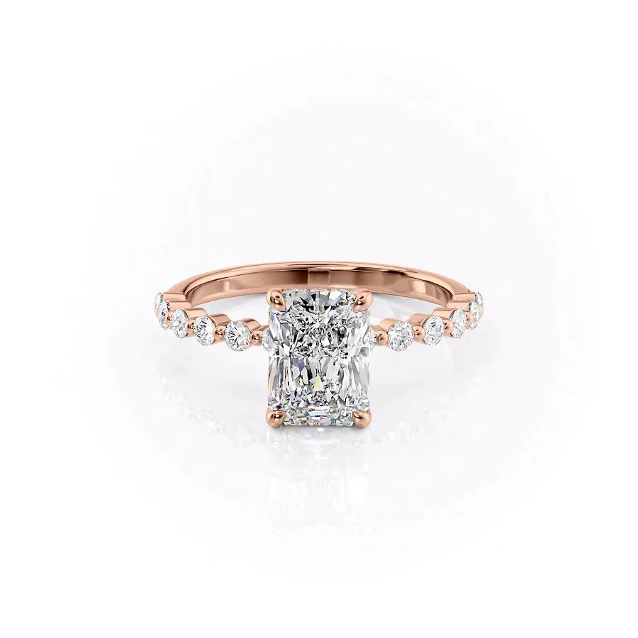 The Kimora Set With Radiant Side Stone Lab Diamond 1 Carat 14K Rose#material_rose