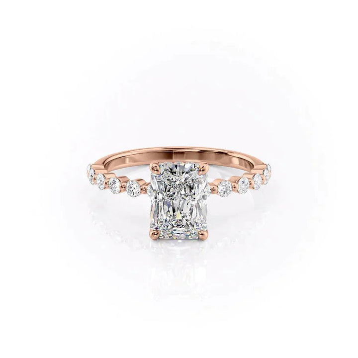 The Kimora Set With Radiant Side Stone Lab Diamond 1 Carat 14K Rose#material_rose