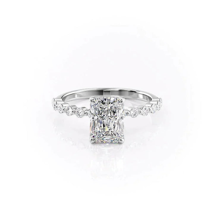 The Kimora Set With Radiant Side Stone Lab Diamond 1 Carat 14K White#material_white