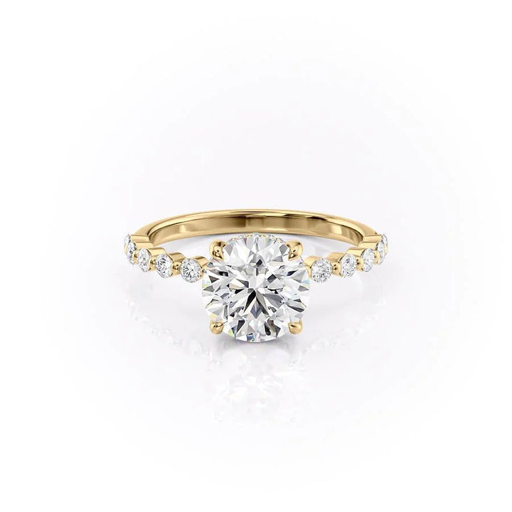 The Kimora Set With Round Side Stone Lab Diamond 1 Carat 14K Gold#material_gold
