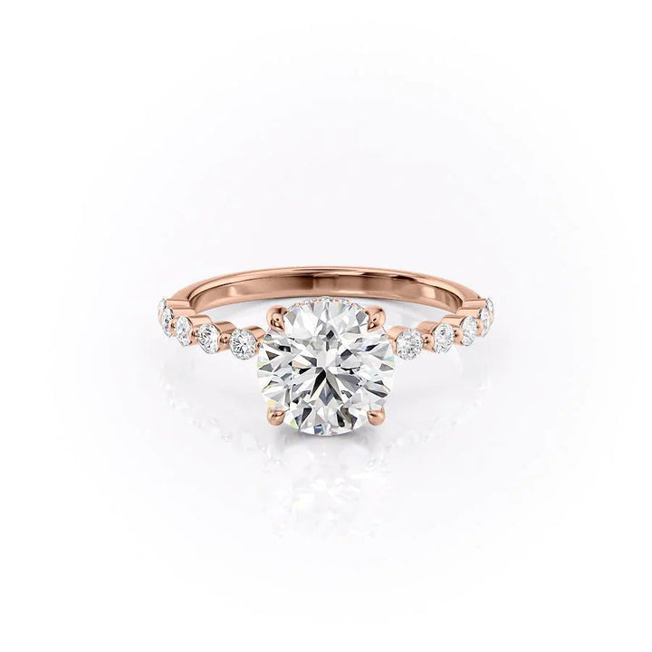 The Kimora Set With Round Side Stone Lab Diamond 1 Carat 14K Rose#material_rose