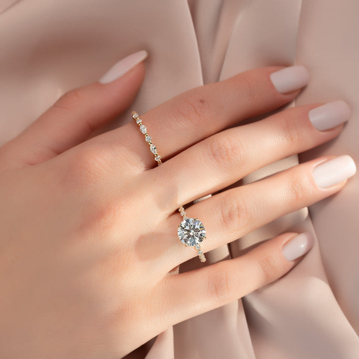 The Kimora Round Lab Diamond Moissanite Engagement Ring *Shown with 3 ct #material_gold