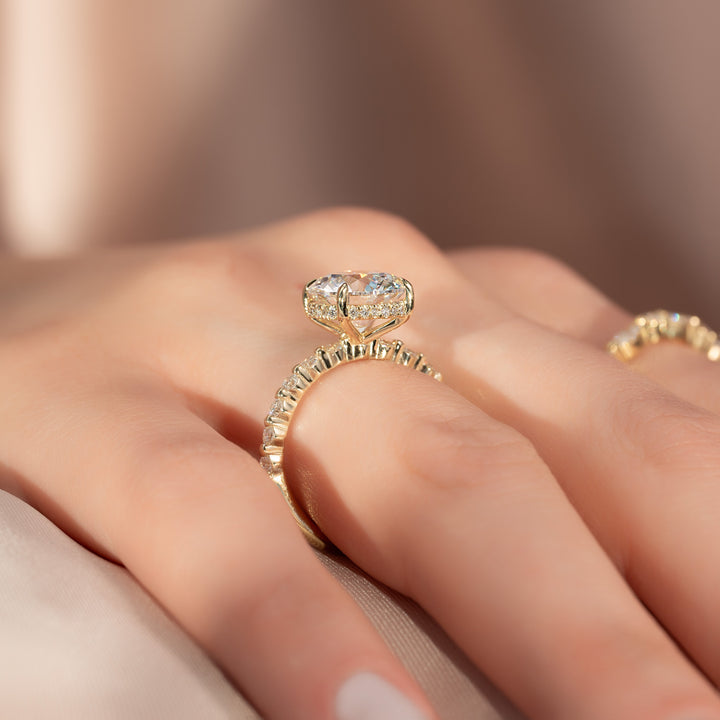 The Kimora Round Lab Diamond Moissanite Engagement Ring *Shown with 3 ct #material_gold