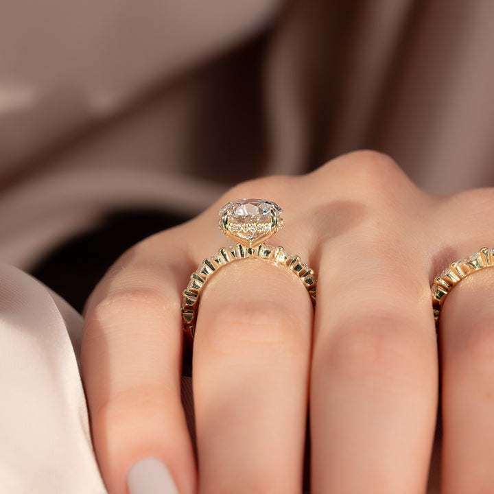 The Kimora Round Lab Diamond Moissanite Engagement Ring *Shown with 3 ct #material_gold