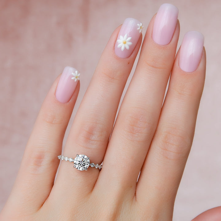 The Kimora Round Lab Diamond Moissanite Engagement Ring *Shown with 1 ct #material_white