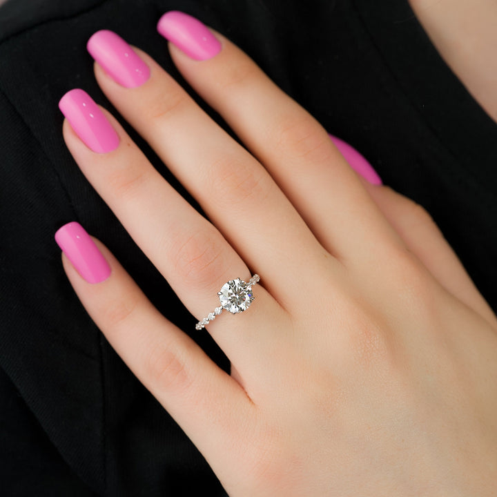 The Kimora Round Lab Diamond Moissanite Engagement Ring *Shown with 2.5 ct #material_white