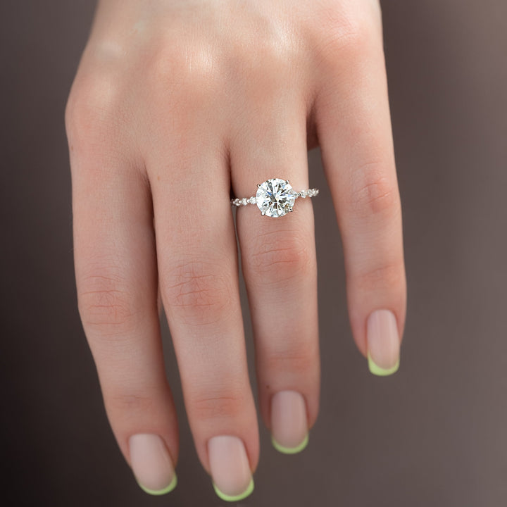 The Kimora Round Lab Diamond Moissanite Engagement Ring *Shown with 3 ct #material_white