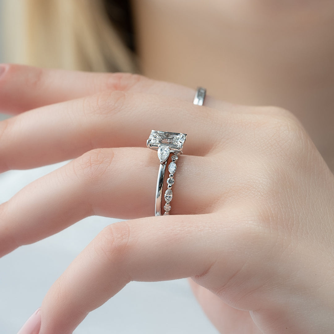 The Lacey Emerald Lab Diamond Moissanite Engagement Ring