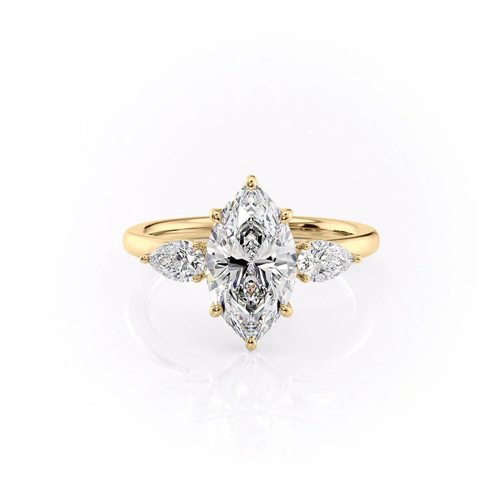The Lacey Set With Marquise Three Stone Lab Diamond 1 Carat 14K Gold#material_gold