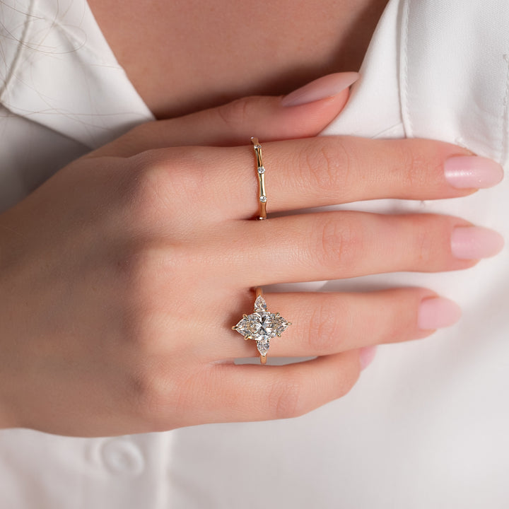 The Lacey Marquise Lab Diamond Moissanite Engagement Ring *Shown with 2.5 ct #material_gold