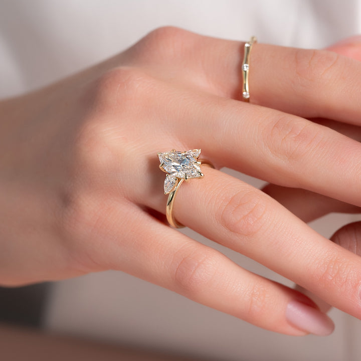 The Lacey Marquise Lab Diamond Moissanite Engagement Ring *Shown with 2.5 ct #material_gold