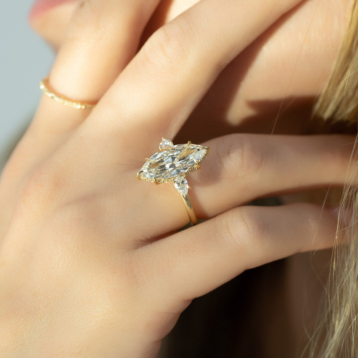 The Lacey Marquise Lab Diamond Moissanite Engagement Ring *Shown with 3.5 ct #material_gold