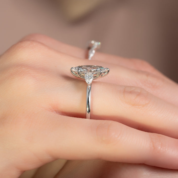 The Lacey Marquise Lab Diamond Moissanite Engagement Ring *Shown with 2 ct #material_white