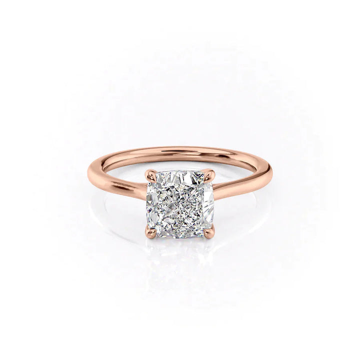 The Lacole Set With Cushion Solitaire Lab Diamond 1 Carat 14K Rose#material_rose