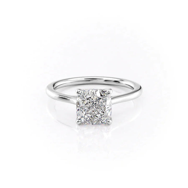 The Lacole Set With Cushion Solitaire Lab Diamond 1 Carat 14K White#material_white