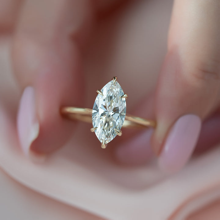 The Lacole Marquise Lab Diamond Moissanite Engagement Ring *Shown with 3 ct #material_gold