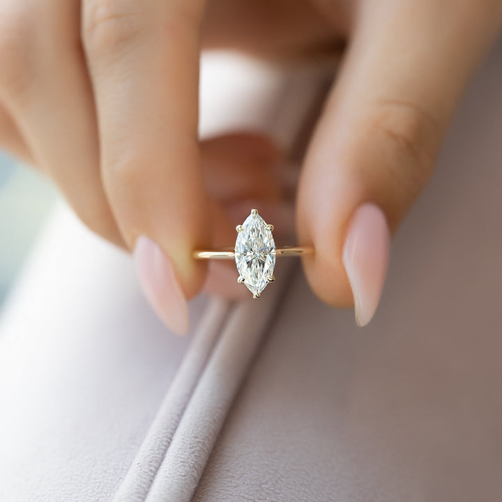 The Lacole Marquise Lab Diamond Moissanite Engagement Ring *Shown with 1.5 ct #material_gold