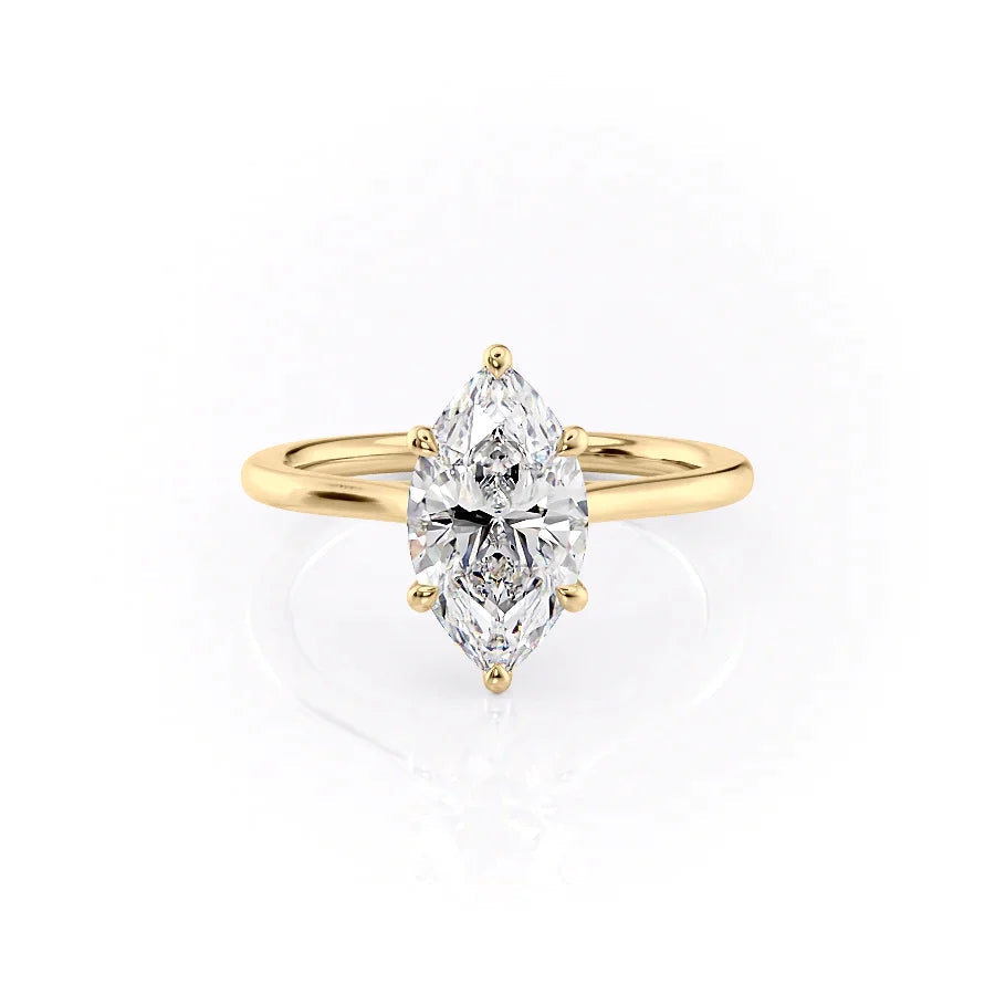 The Lacole Set With Marquise Solitaire Lab Diamond 1 Carat 14K Gold#material_gold