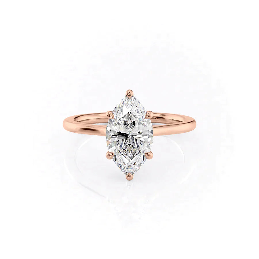 The Lacole Set With Marquise Solitaire Lab Diamond 1 Carat 14K Rose#material_rose