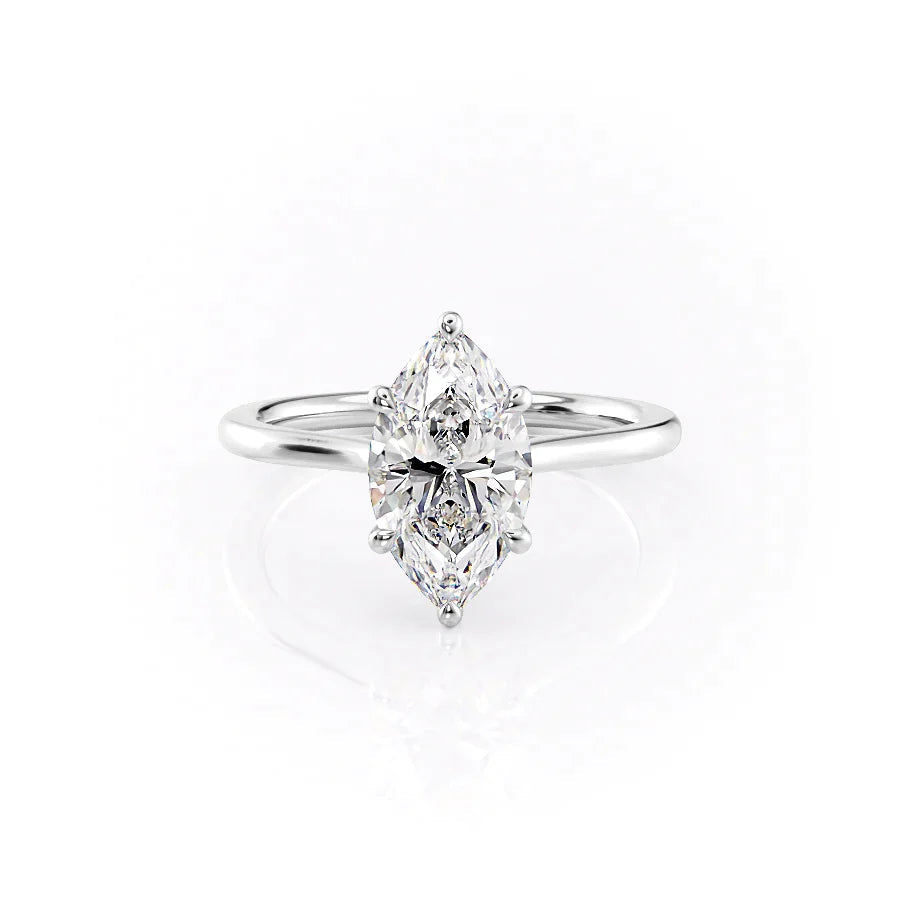 The Lacole Set With Marquise Solitaire Lab Diamond 1 Carat 14K White#material_white