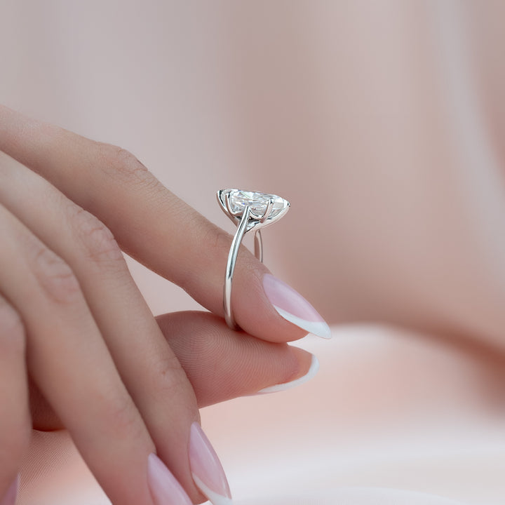 The Lacole Marquise Lab Diamond Moissanite Engagement Ring *Shown with 2 ct #material_white