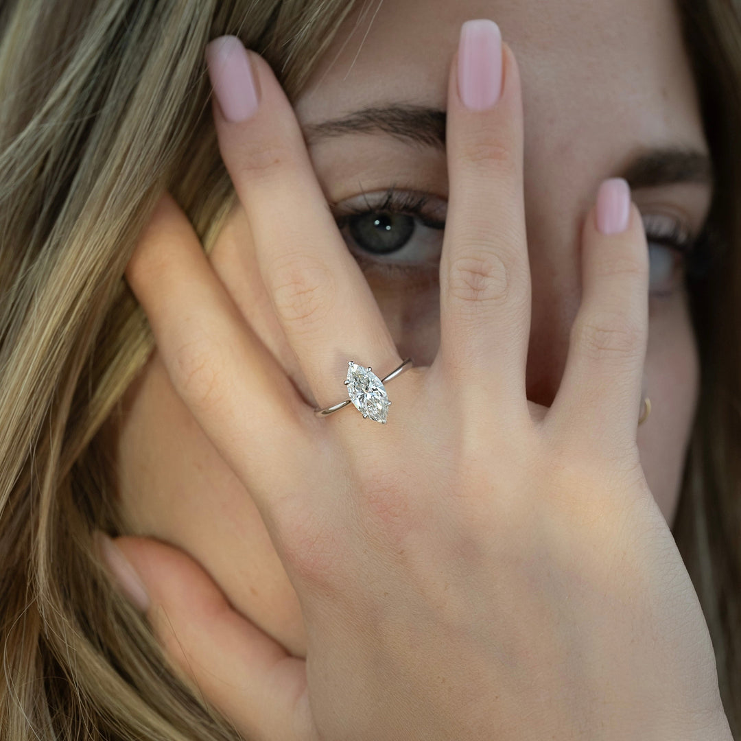 The Lacole Marquise Lab Diamond Moissanite Engagement Ring