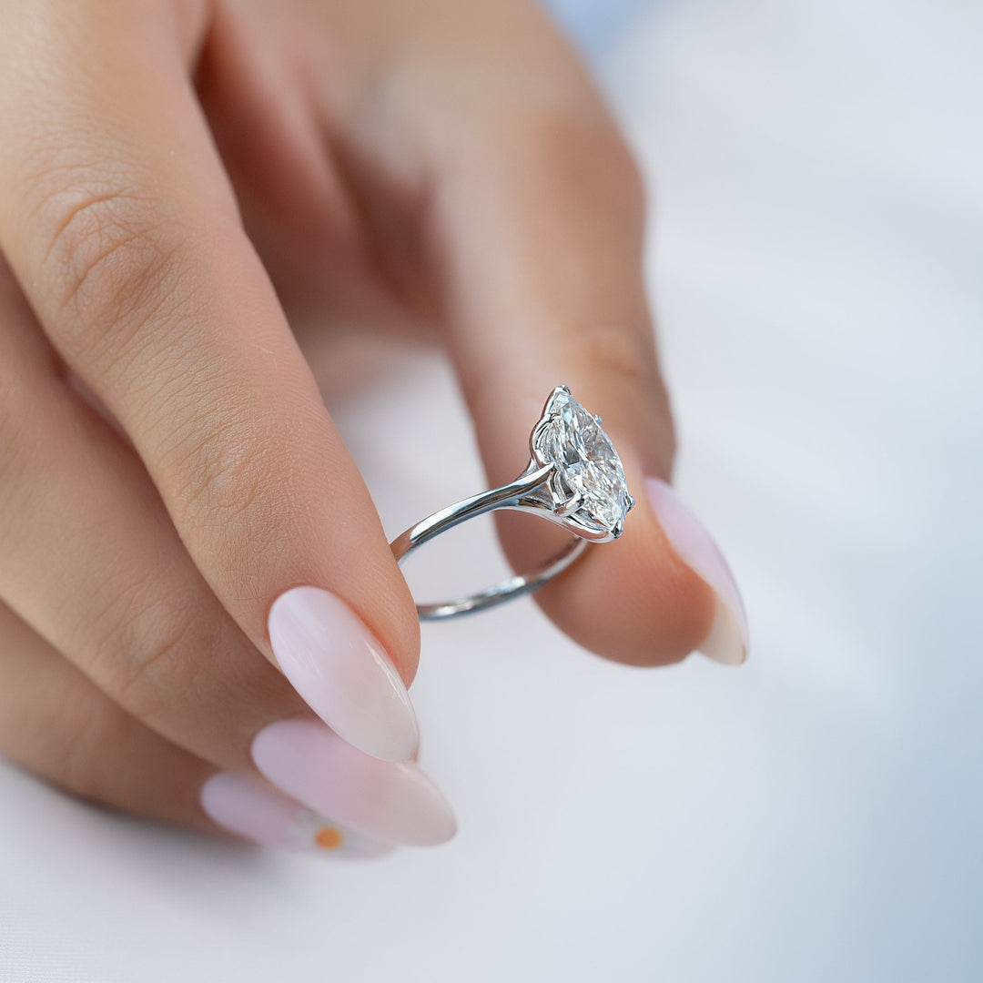 The Lacole Marquise Lab Diamond Moissanite Engagement Ring