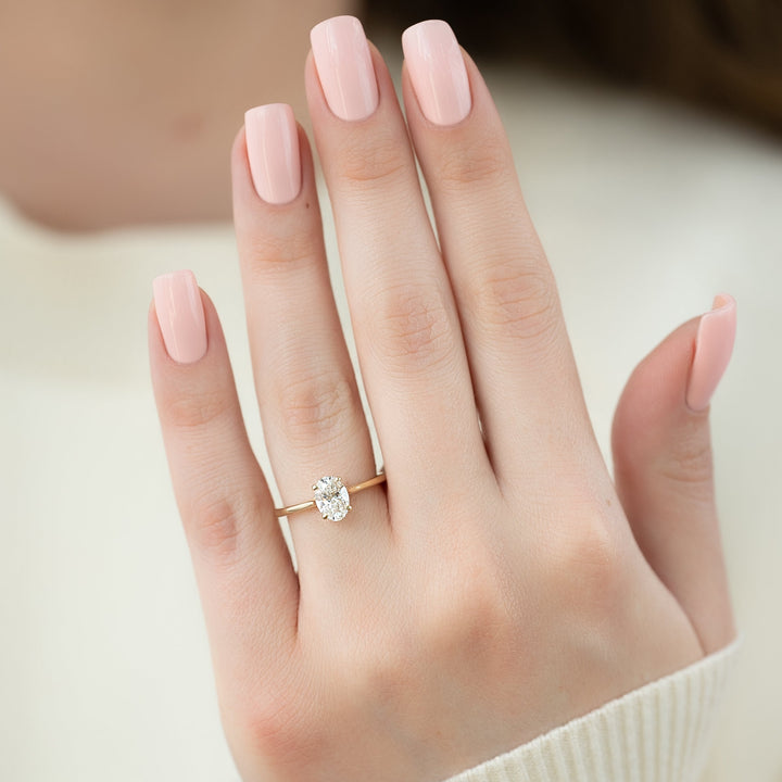 The Lacole Oval Lab Diamond Moissanite Engagement Ring *Shown with 1 ct #material_gold