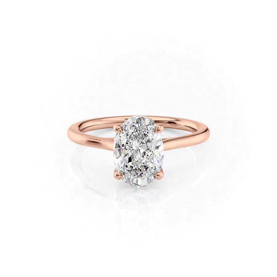 The Lacole Set With Oval Solitaire Lab Diamond 1 Carat 14K Rose#material_rose