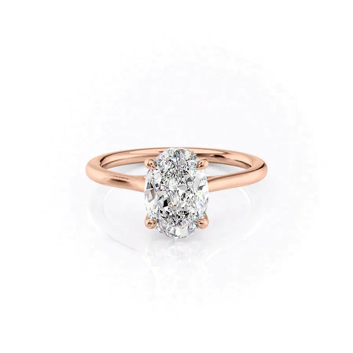 The Lacole Set With Oval Solitaire Lab Diamond 1 Carat 14K Rose#material_rose