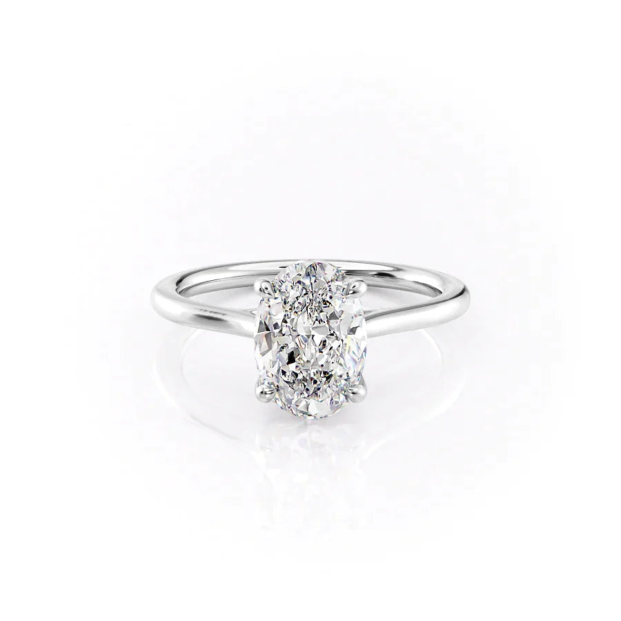The Lacole Set With Oval Solitaire Lab Diamond 1 Carat 14K White#material_white