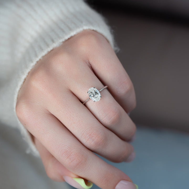 The Lacole Oval Lab Diamond Moissanite Engagement Ring *Shown with 2 ct #material_white