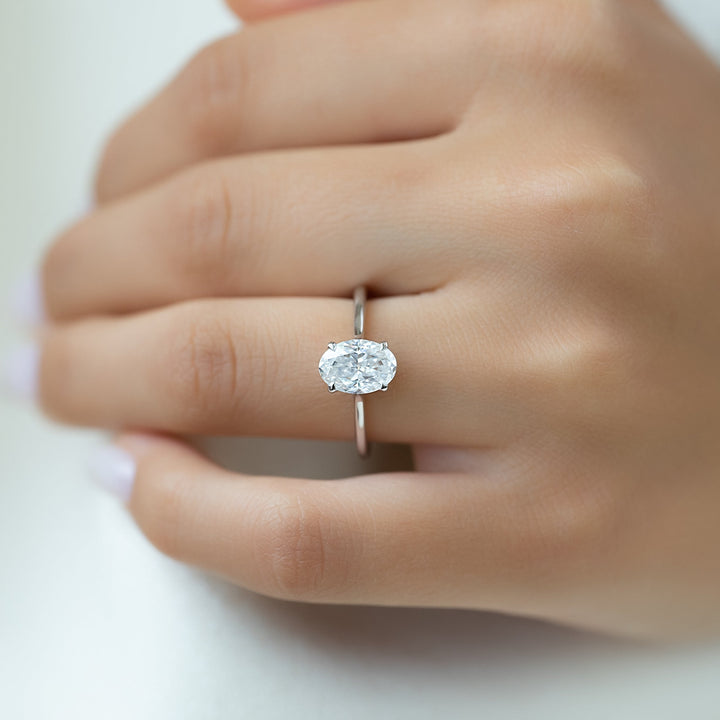 The Lacole Oval Lab Diamond Moissanite Engagement Ring *Shown with 1.5 ct #material_white