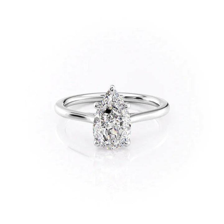 The Lacole Set With Pear Solitaire Lab Diamond 1 Carat 14K White#material_white