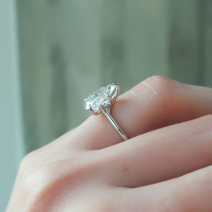 The Lacole Pear Lab Diamond Moissanite Engagement Ring *Shown with 2.5 ct #material_white