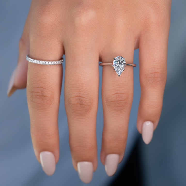 The Lacole Pear Lab Diamond Moissanite Engagement Ring *Shown with 1.5 ct #material_white