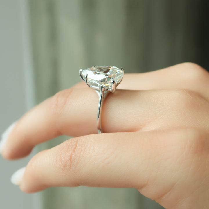The Lacole Pear Lab Diamond Moissanite Engagement Ring *Shown with 5 ct #material_white