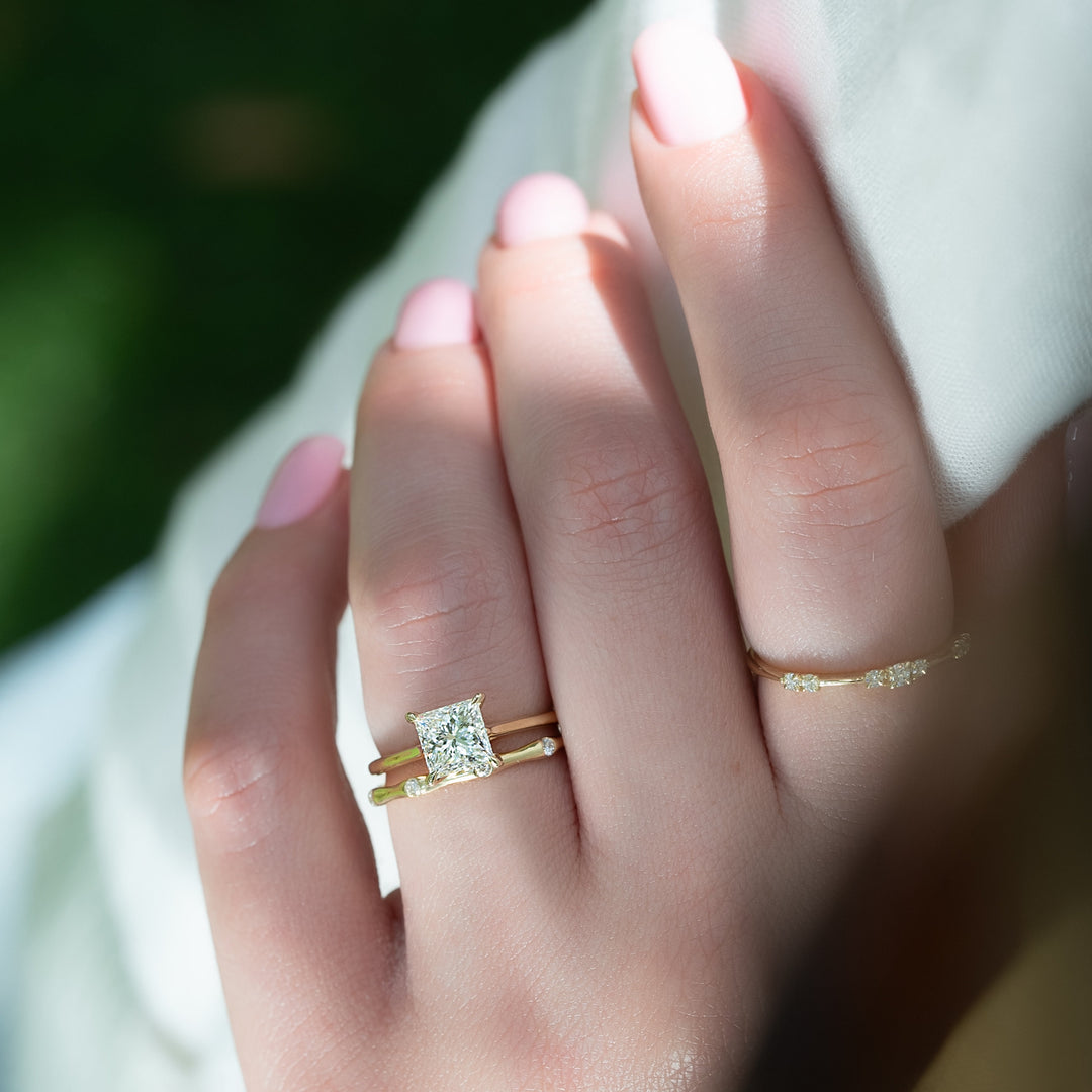 The Lacole Princess Lab Diamond Moissanite Engagement Ring