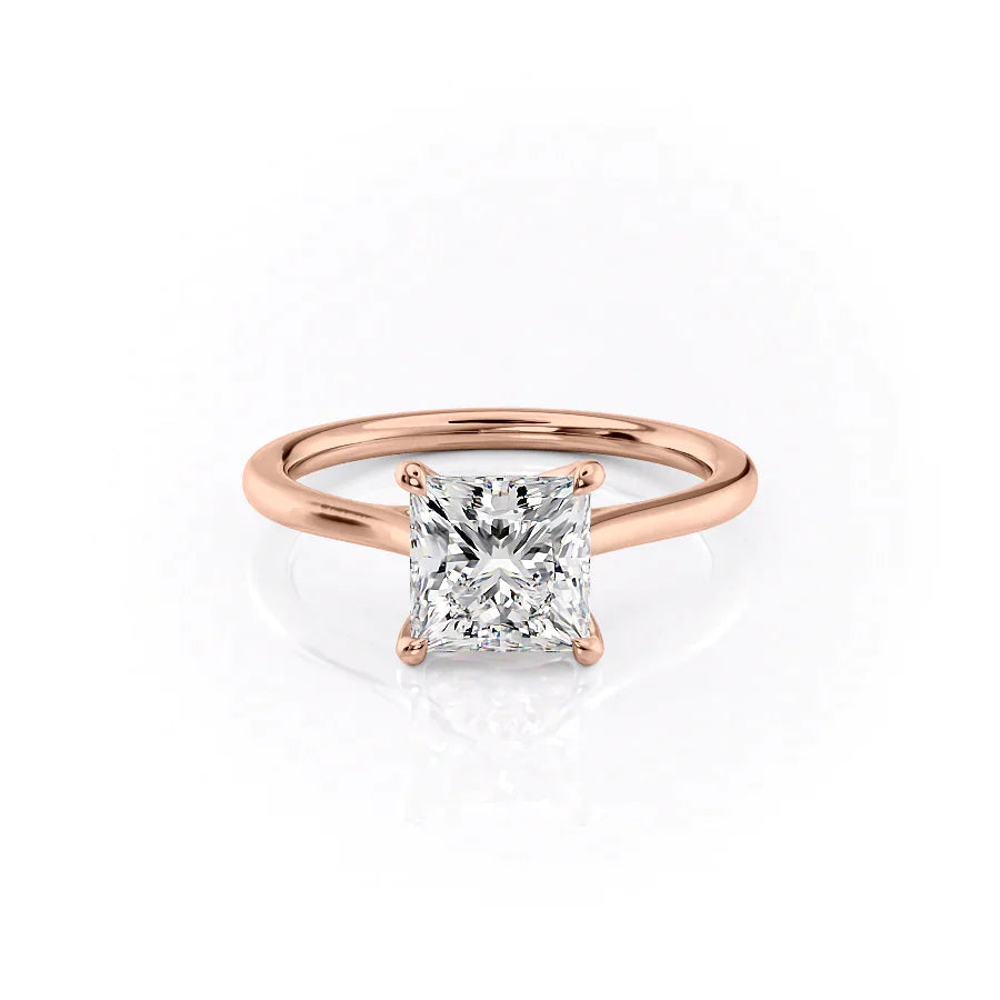 The Lacole Set With Princess Solitaire Lab Diamond 1 Carat 14K Rose#material_rose