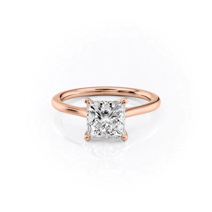 The Lacole Set With Princess Solitaire Lab Diamond 1 Carat 14K Rose#material_rose