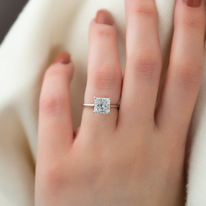 The Lacole Princess Lab Diamond Moissanite Engagement Ring *Shown with 3 ct #material_white