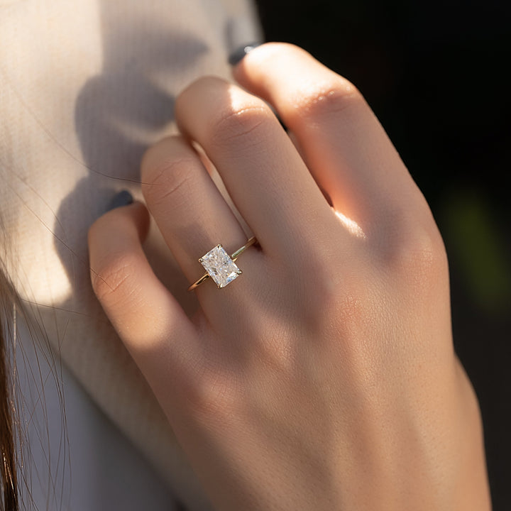 The Lacole Radiant Lab Diamond Moissanite Engagement Ring *Shown with 2 ct #material_gold