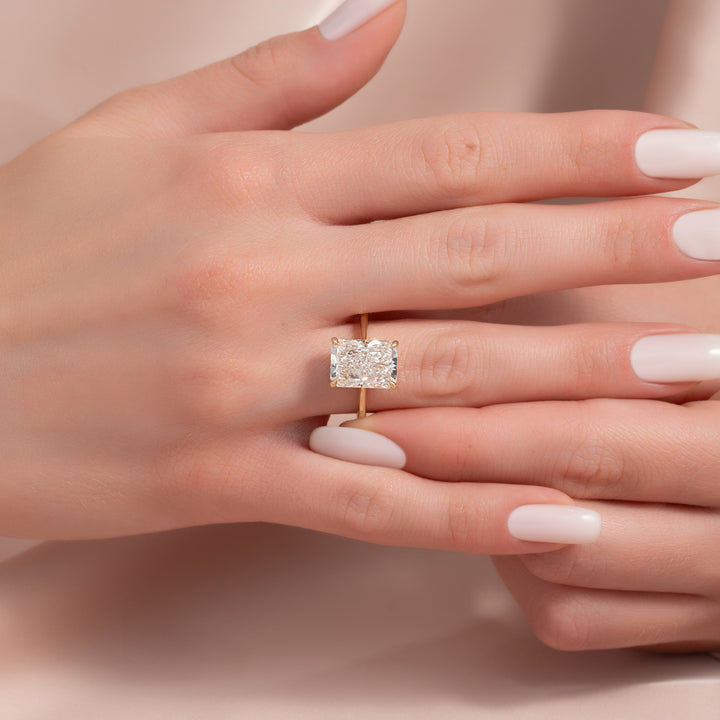 The Lacole Radiant Lab Diamond Moissanite Engagement Ring *Shown with 5 ct #material_gold
