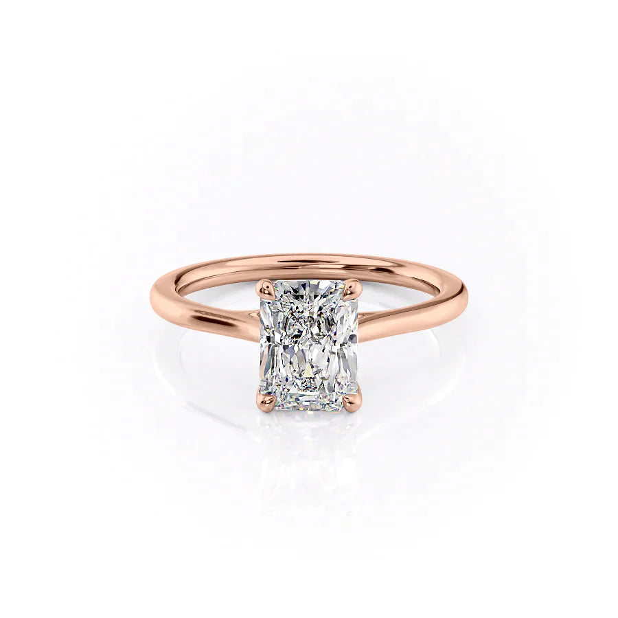 The Lacole Set With Radiant Solitaire Lab Diamond 1 Carat 14K Rose#material_rose