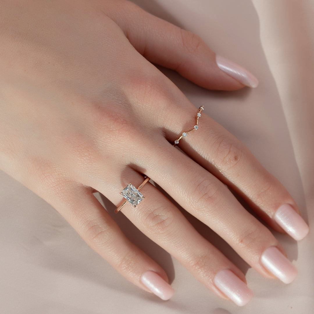 The Lacole Radiant Lab Diamond Moissanite Engagement Ring