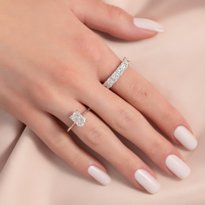 The Lacole Radiant Lab Diamond Moissanite Engagement Ring *Shown with 2 ct #material_white